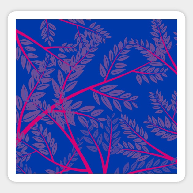 Bisexual Pride Overlapping Feathery Branches Sticker by VernenInk